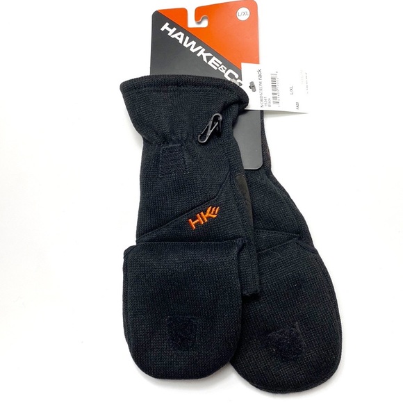 Hawke & Co black convertible gloves mittens size Large - X Large NWT